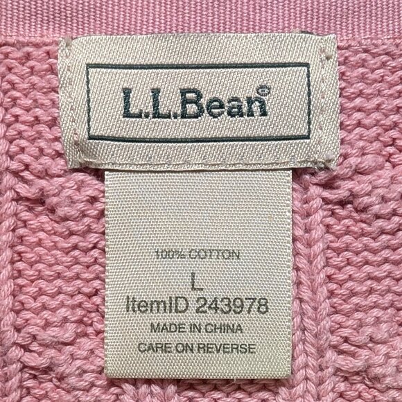 L.L. Bean Cable Knit Full Zip Cardigan Sweater in Pink - Picture 2 of 8
